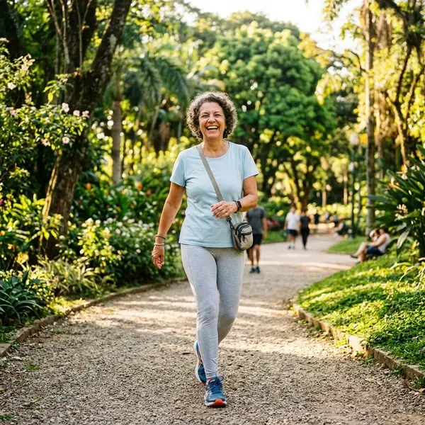 Mulher idosa cheia de energia após usar GotaVita